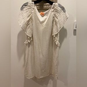 Amuse neutral creme dress with gold stripes small